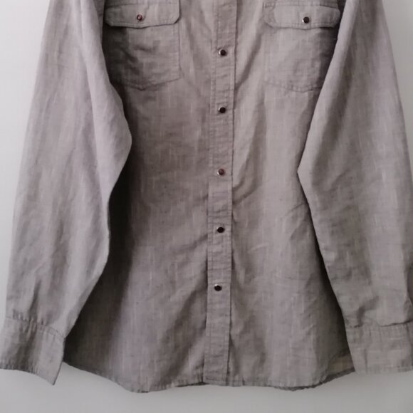 PD & C Mens Gray Collared Long Sleeve Pocket Button Up Shirt Plus Size XXL - Picture 3 of 8